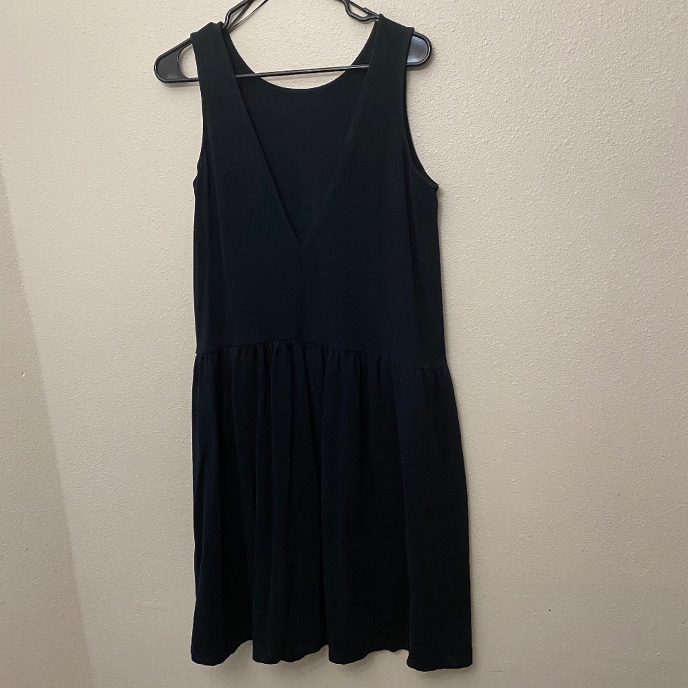 Zara Navy 100% Cotton Sleeveless Dress Medium